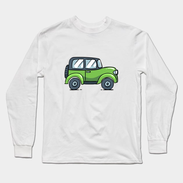 Cartoon Car / Jeep Long Sleeve T-Shirt by Little Painters